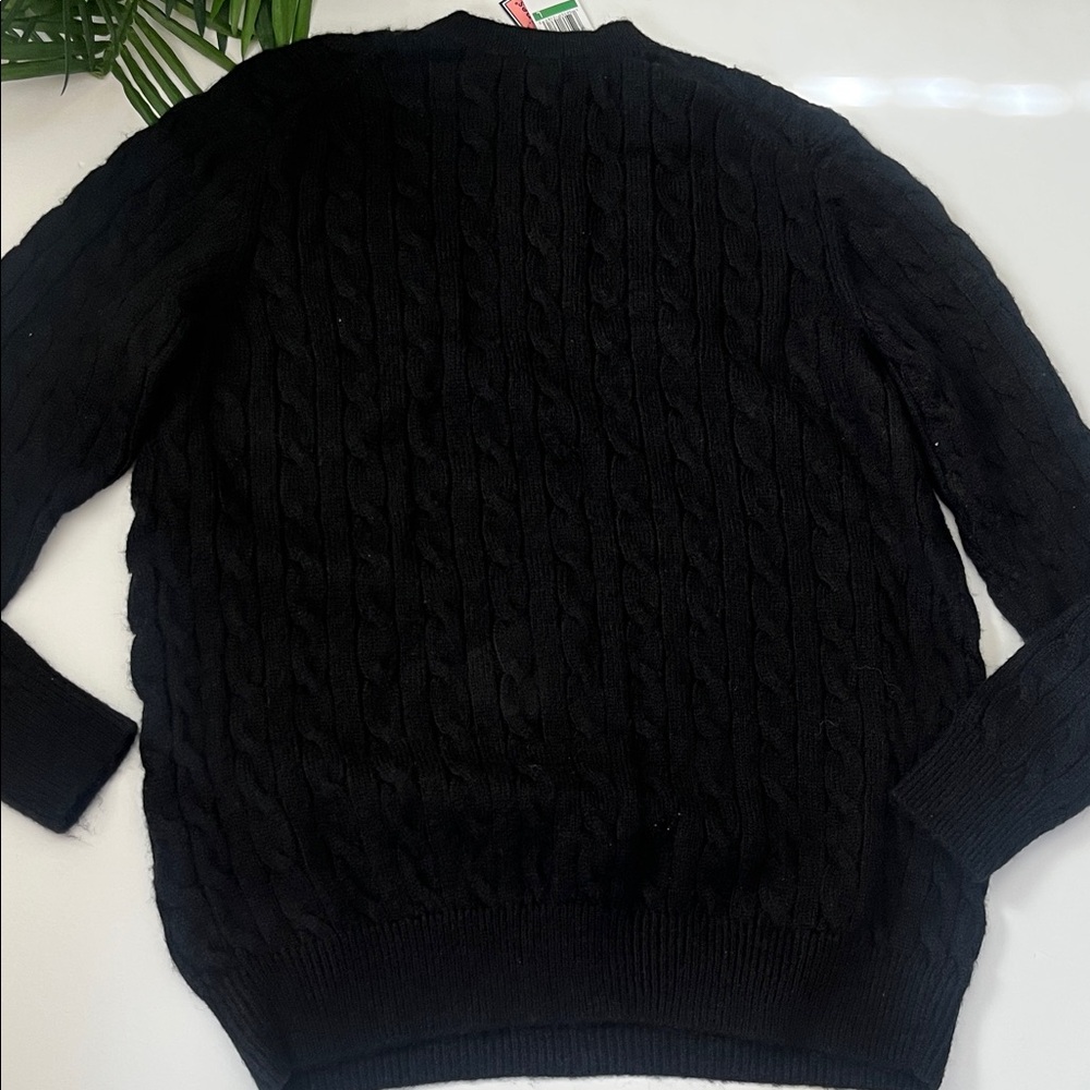 Vineyard Vines Black Cable Knit Crewneck Sweater size large - Picture 6 of 6